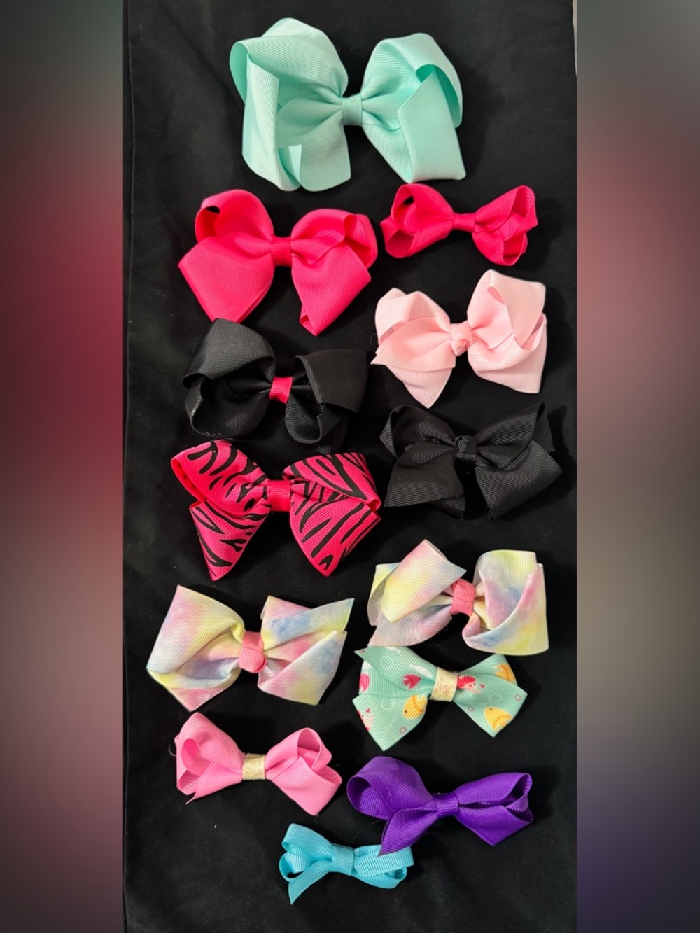 Girls Bows - Assorted Pastel, Pink, Black, Purple- Bundle 3 (13 pcs)